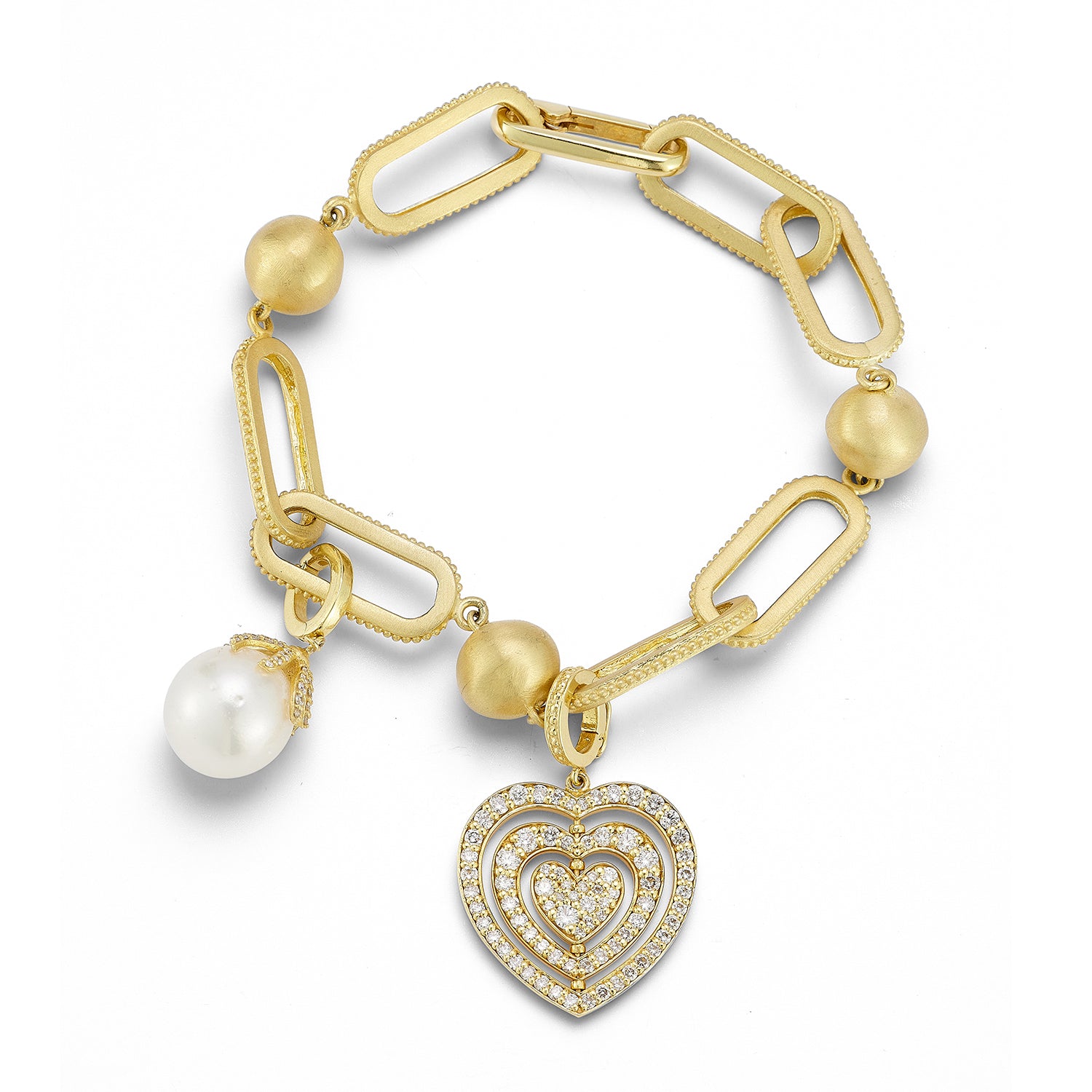 Gold Ball & Rectangular Link Bracelet