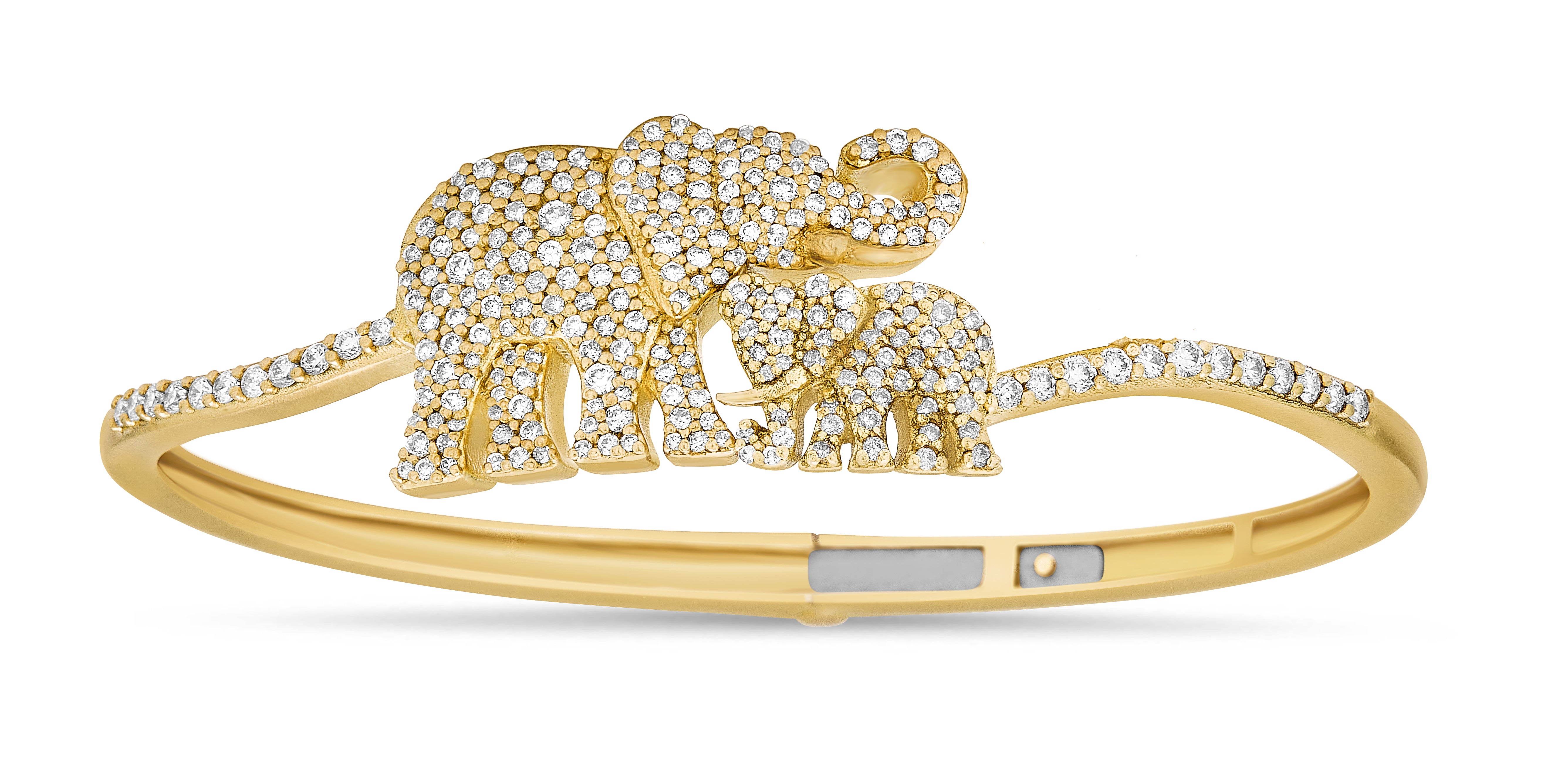 Elephant Diamond Bypass Bangle