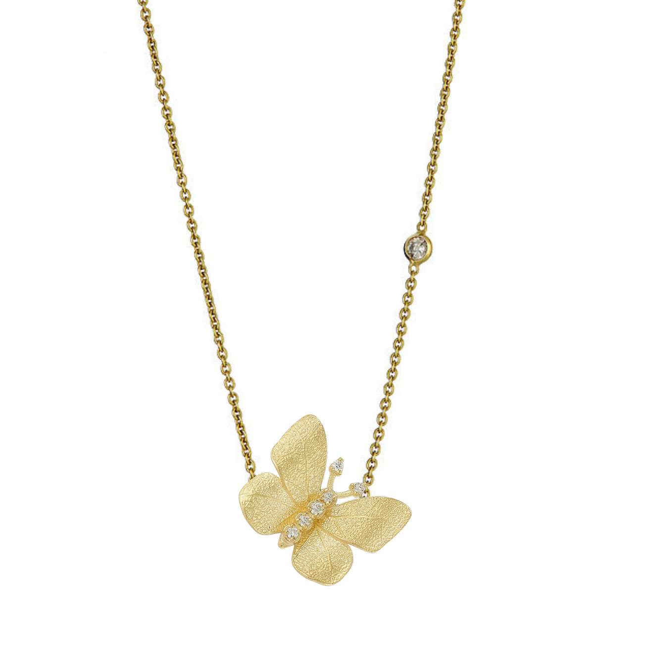 Small Textured Gold Leaf Butterfly Necklace