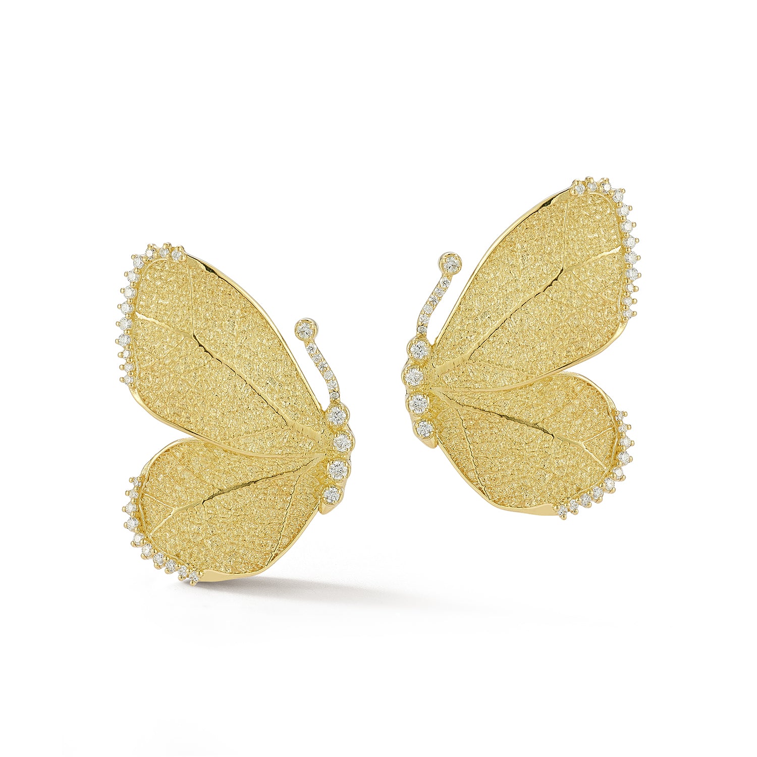 Large Gold Butterfly Wing Diamond Earrings