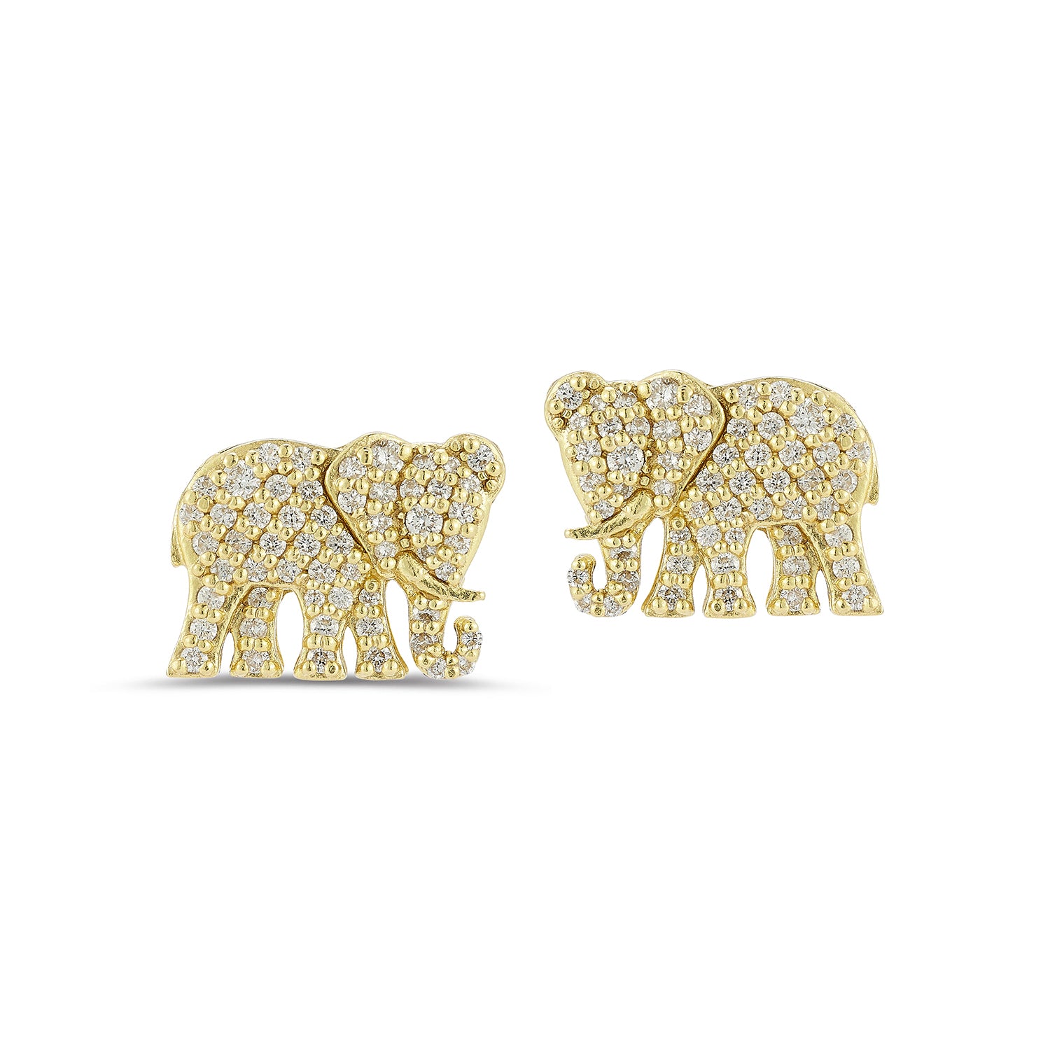 Medium Elephant Diamond Stud Earrings