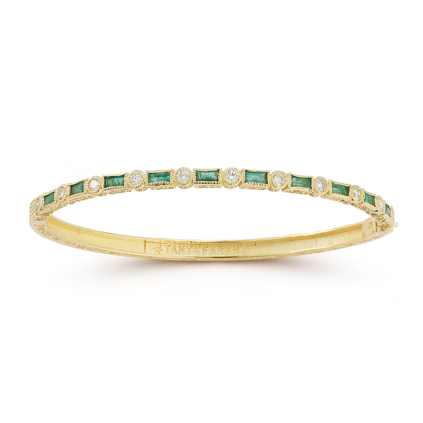Emerald Baguette & Diamond Bezel Bangle