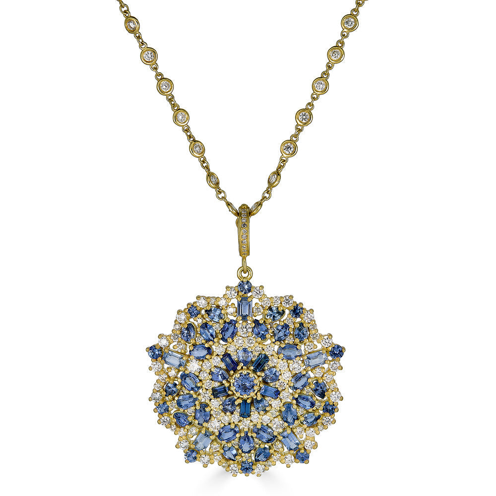 Large Arabian Night Pendant with Ceylon Sapphires & Diamonds