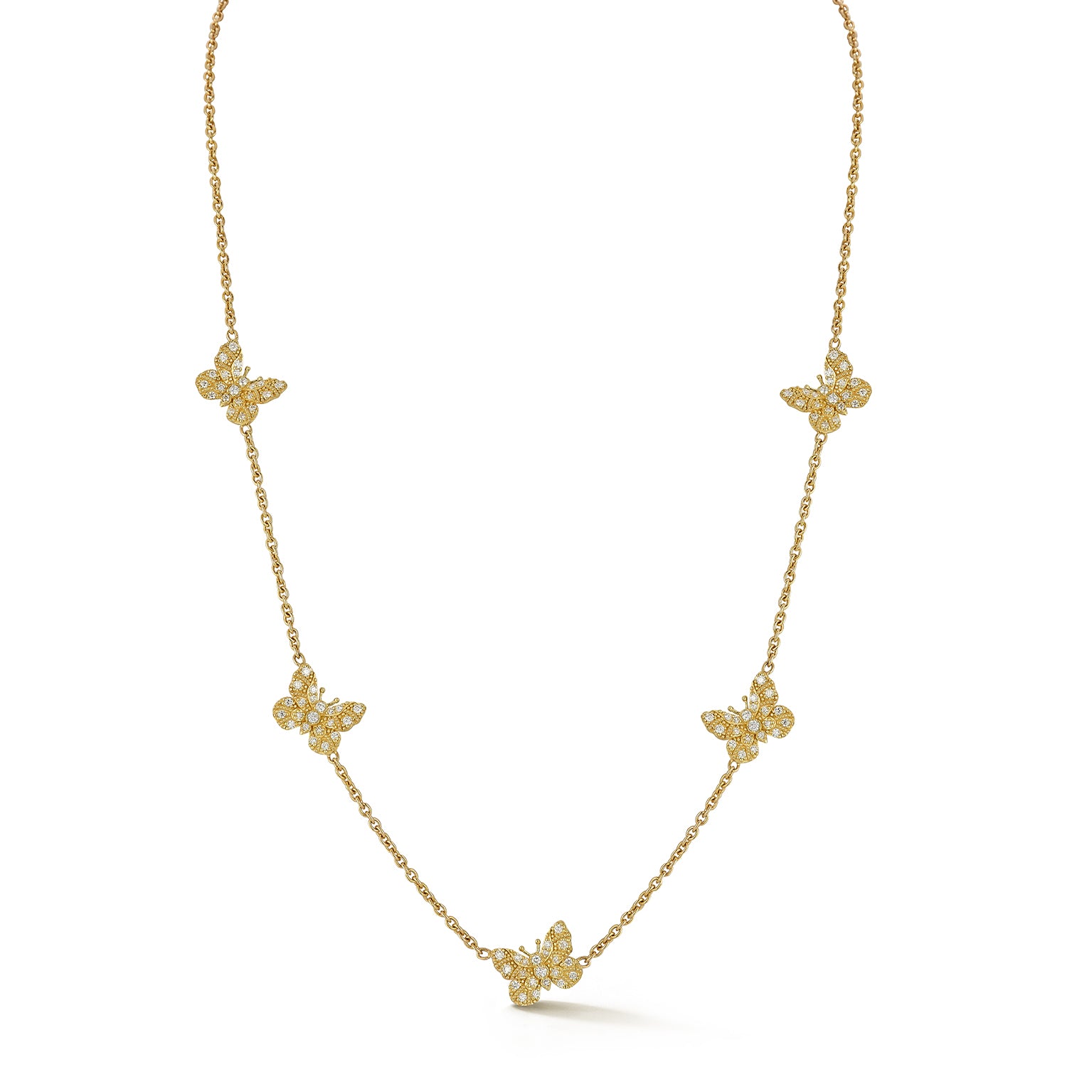 Small Diamond Butterfly Station Necklace6
