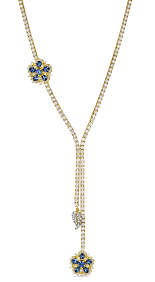 Small Jasmine Bloom Lariat with Ceylon Sapphires & Diamond
