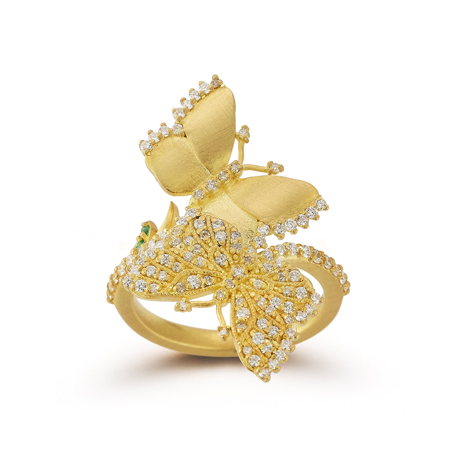 Kissing Butterflies Diamond Bypass Ring