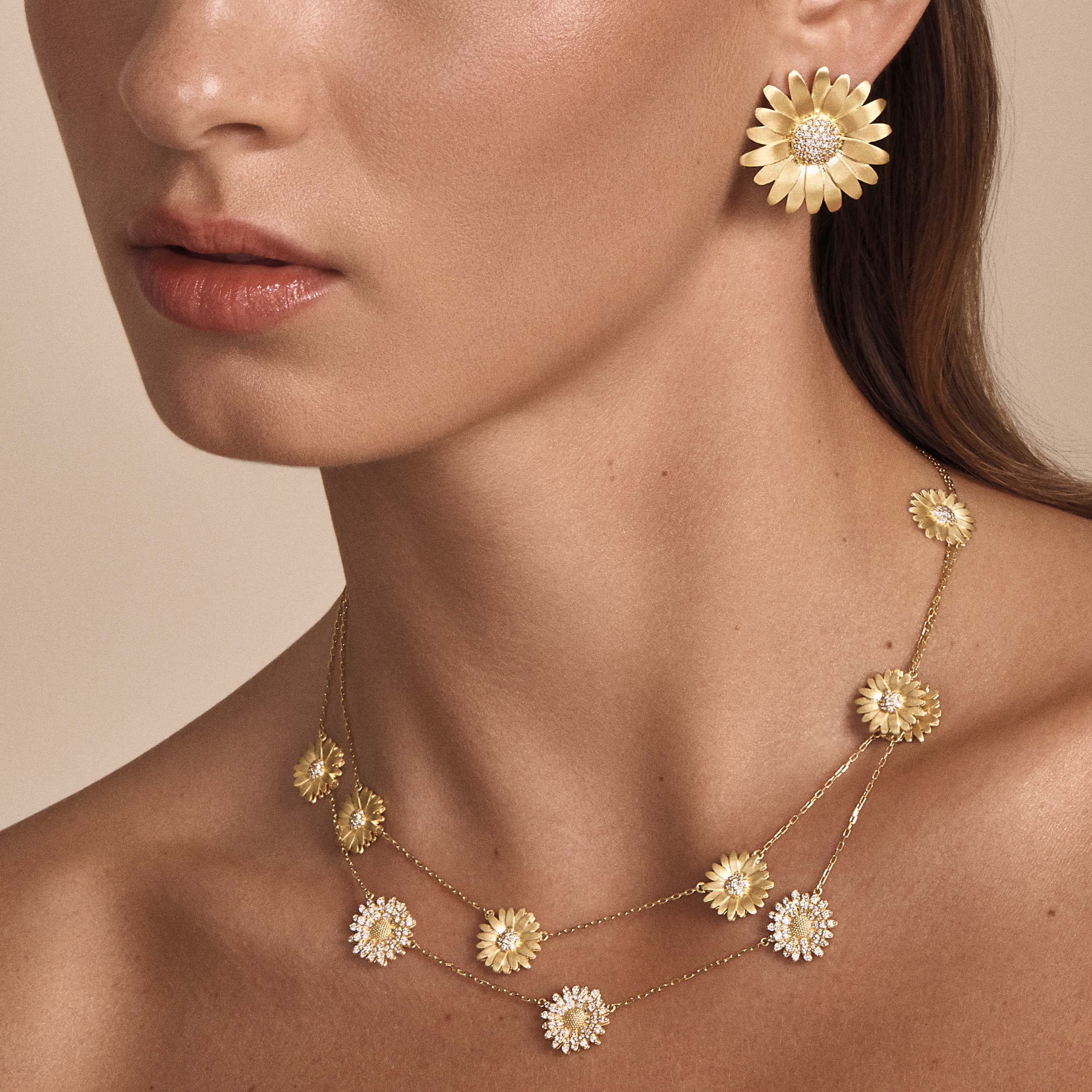 Small Daisy Station Necklace with Pink Sapphires