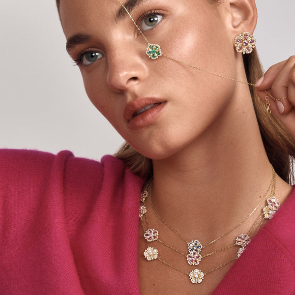 Small Jasmine Bloom Necklace with Diamonds