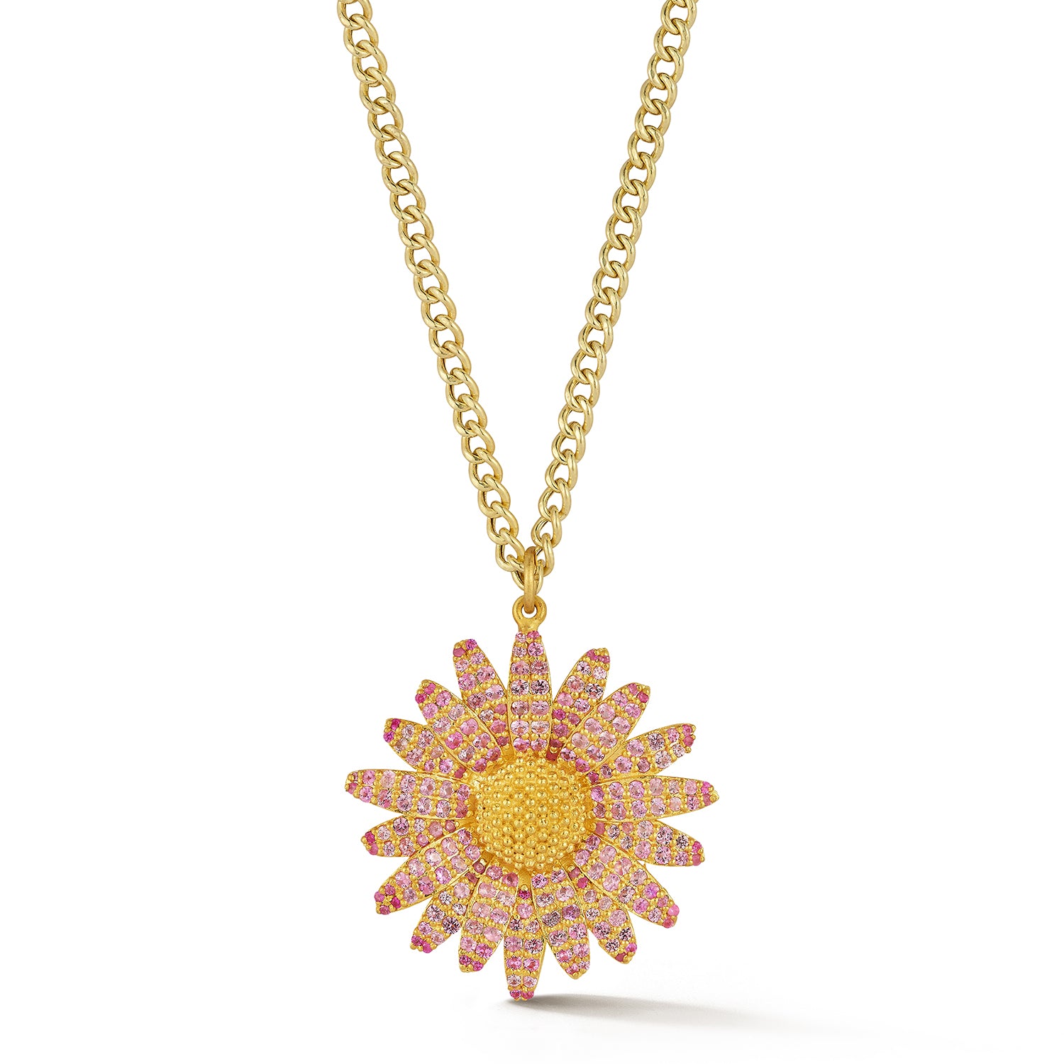 Large Daisy Necklace with Pink Sapphires