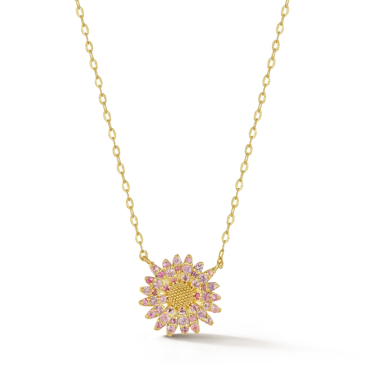 Small Daisy Necklace with Pink Sapphires