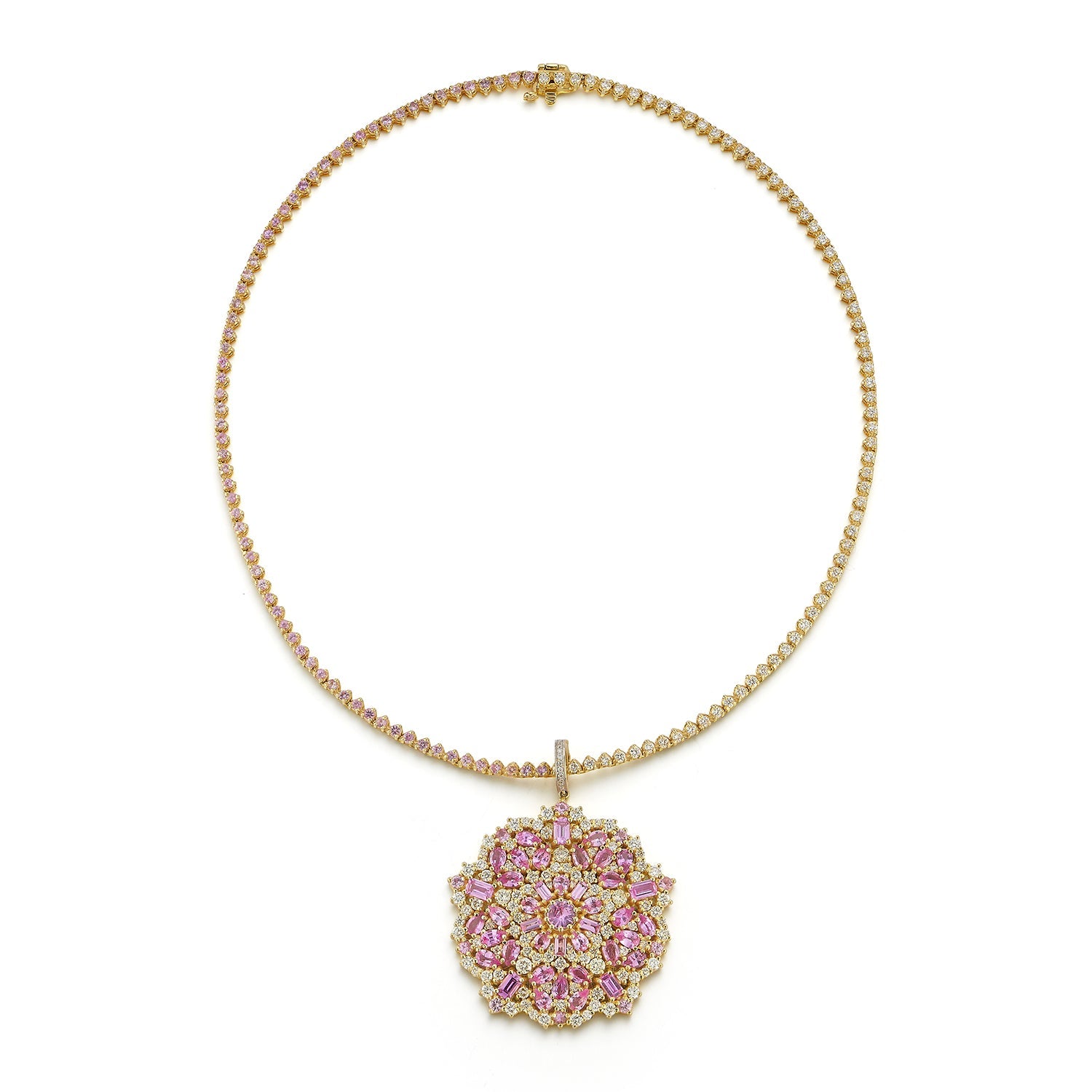 Large Arabian Night Pendant with Pink Sapphires & Diamonds
