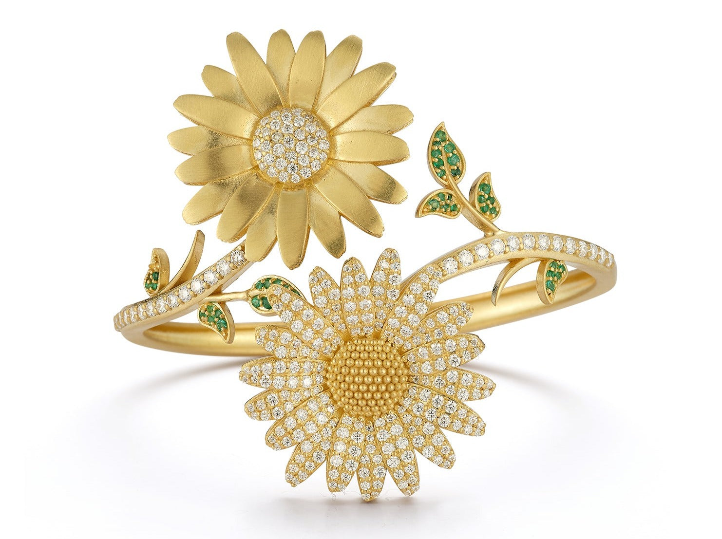 Large Daisy Bangle with Diamonds