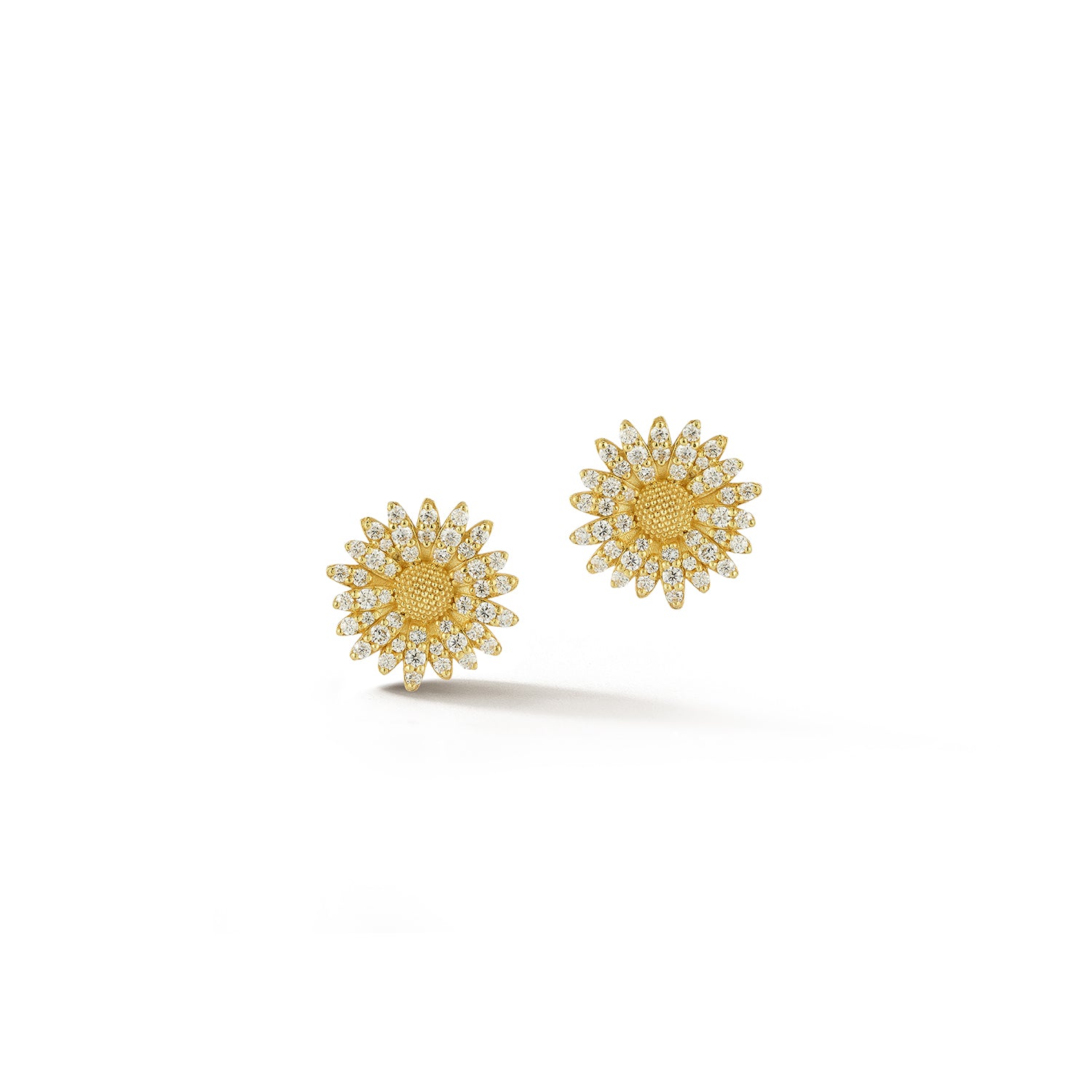 Small Daisy Earrings with Diamonds