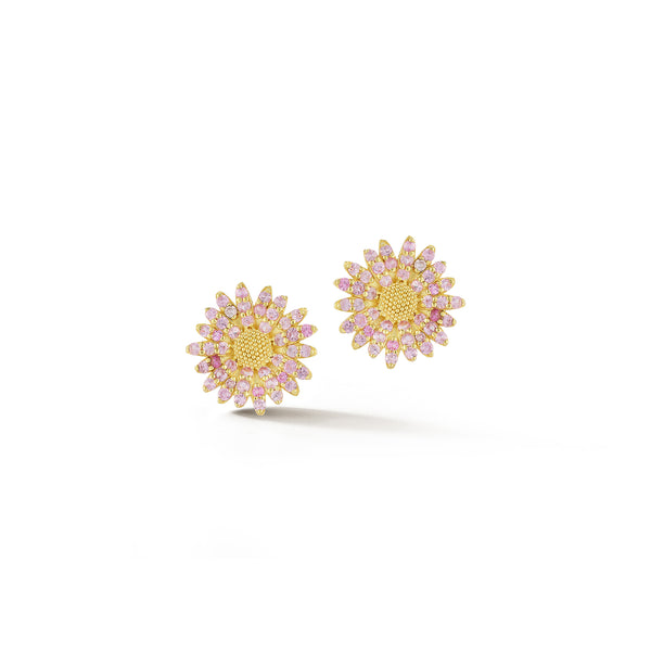 Small Daisy Earrings with Pink Sapphires