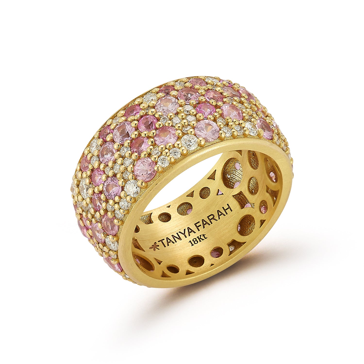 Large Pink Sapphire & Diamond Dome Ring