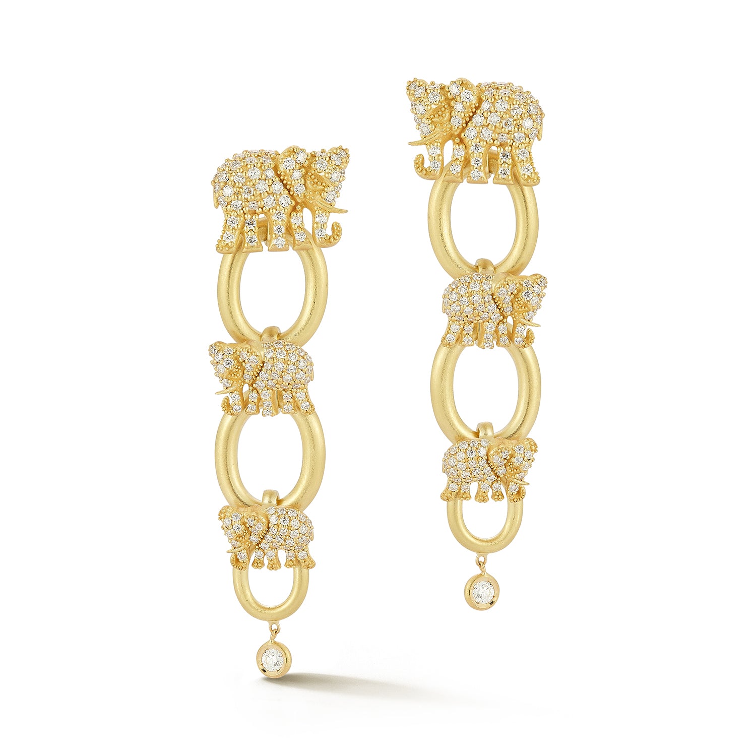 Elephant Diamond Link Earrings