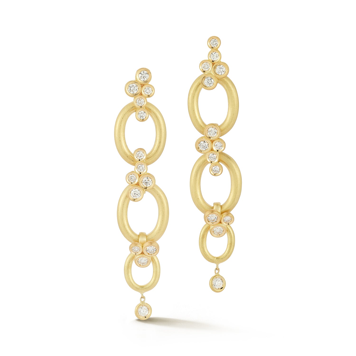 Bezel Diamond Link Earrings