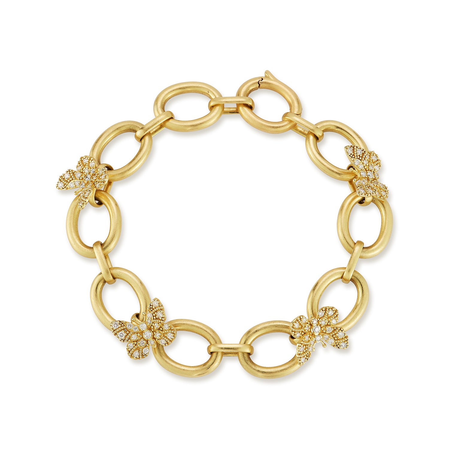 Large Link Diamond Butterfly Bracelet