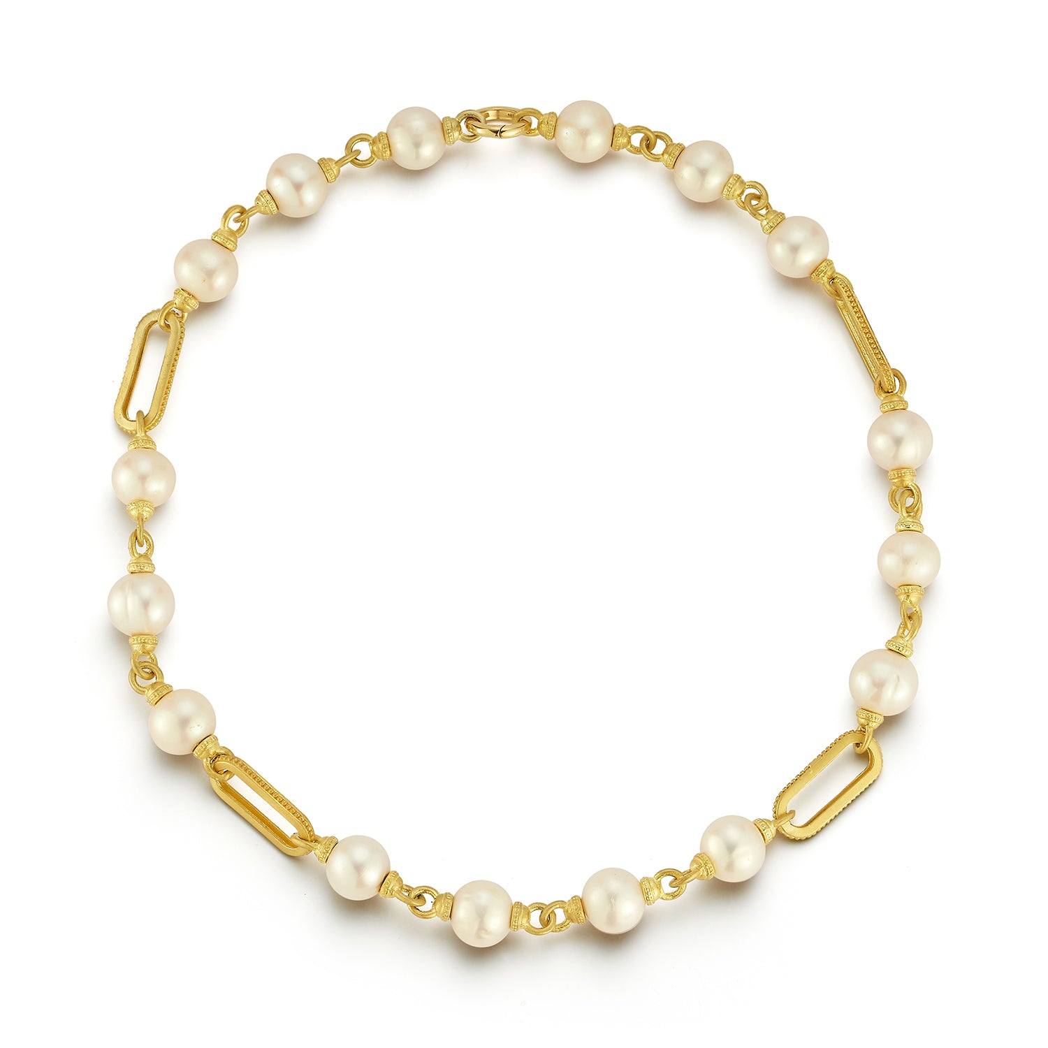 Large Rectangular Link & Pearl Necklace