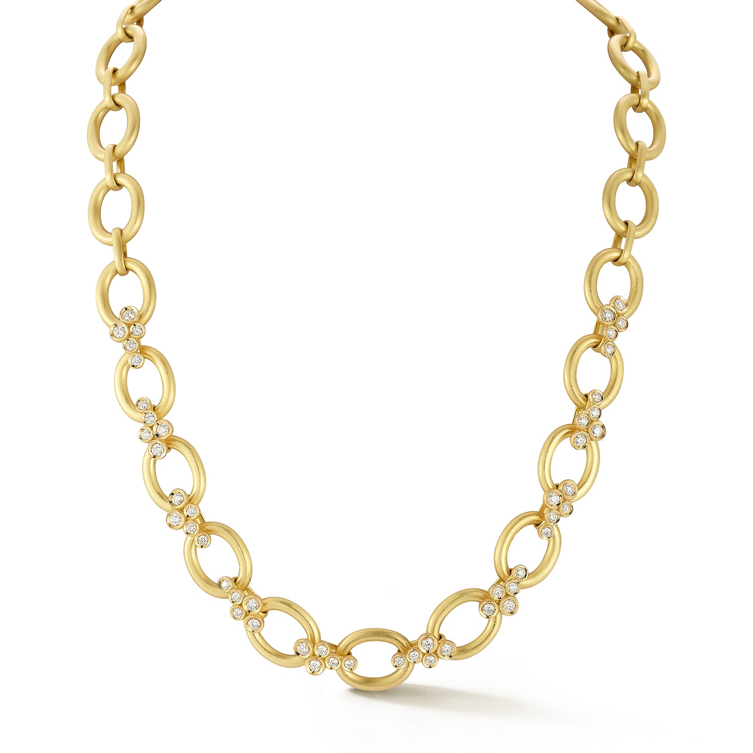 Bezel Diamond Link Necklace