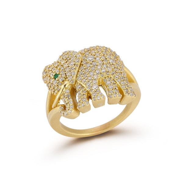 Medium Elephant Diamond Ring