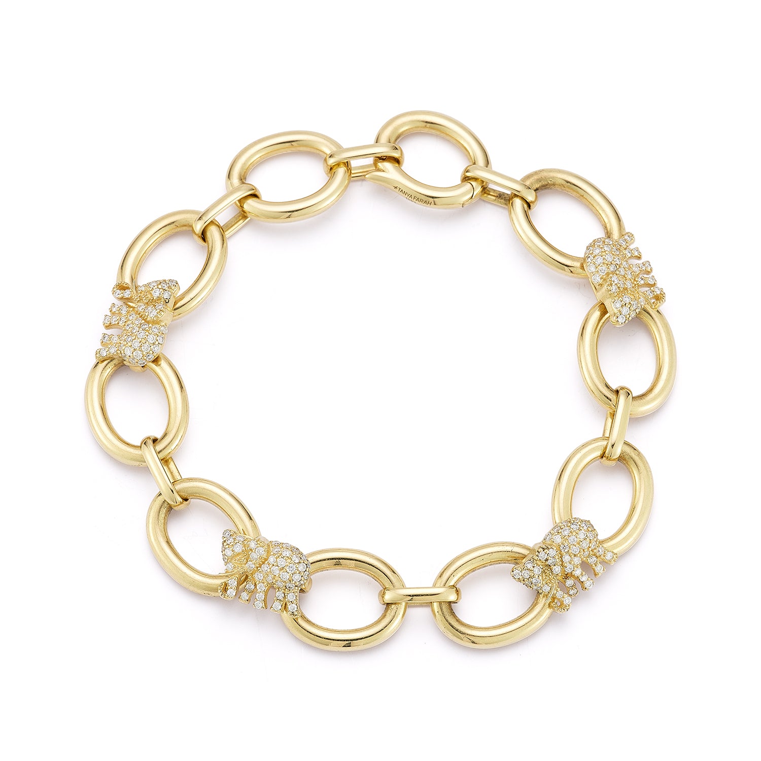 Large Link Diamond Elephant Bracelet