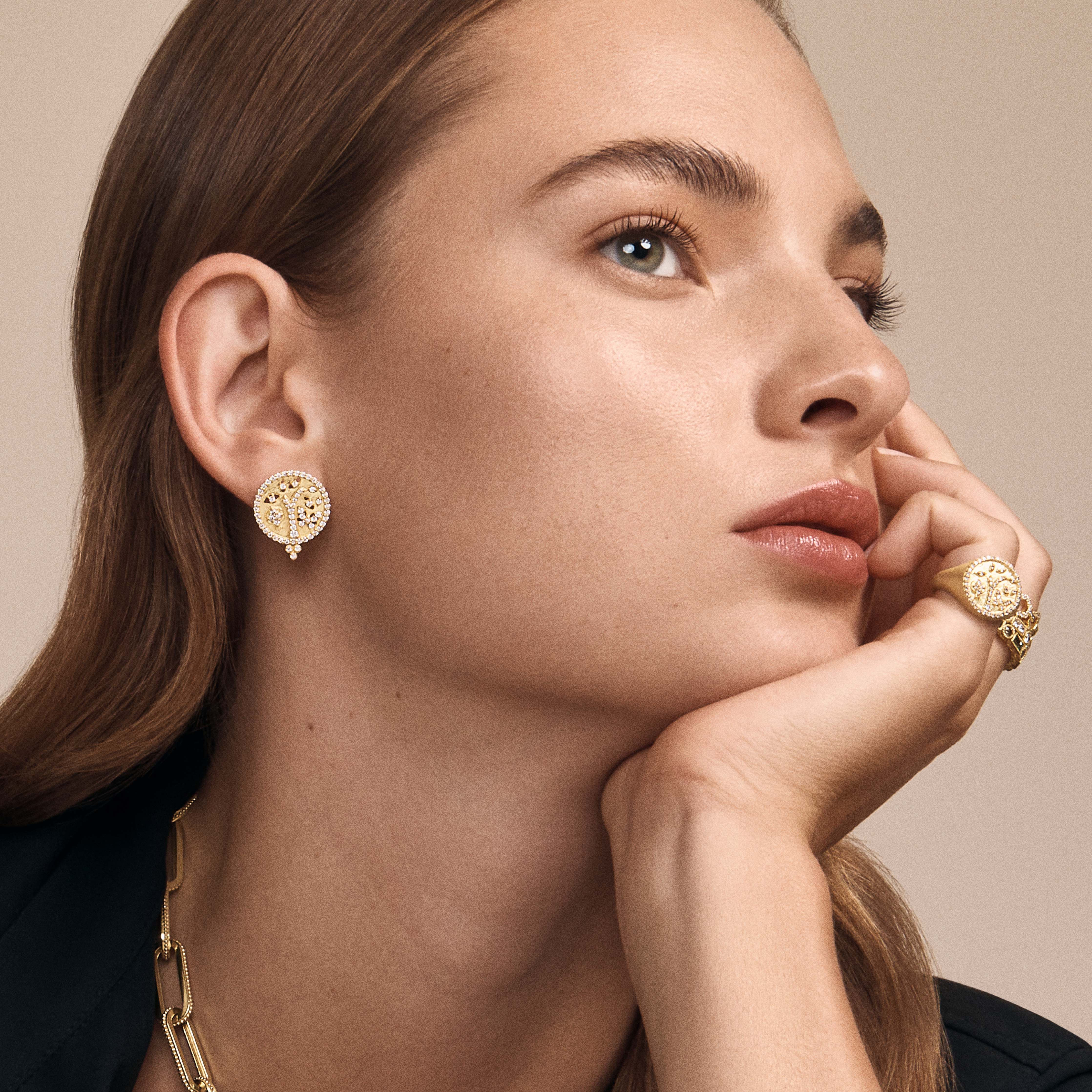 Small Tree of Life Diamond Earrings