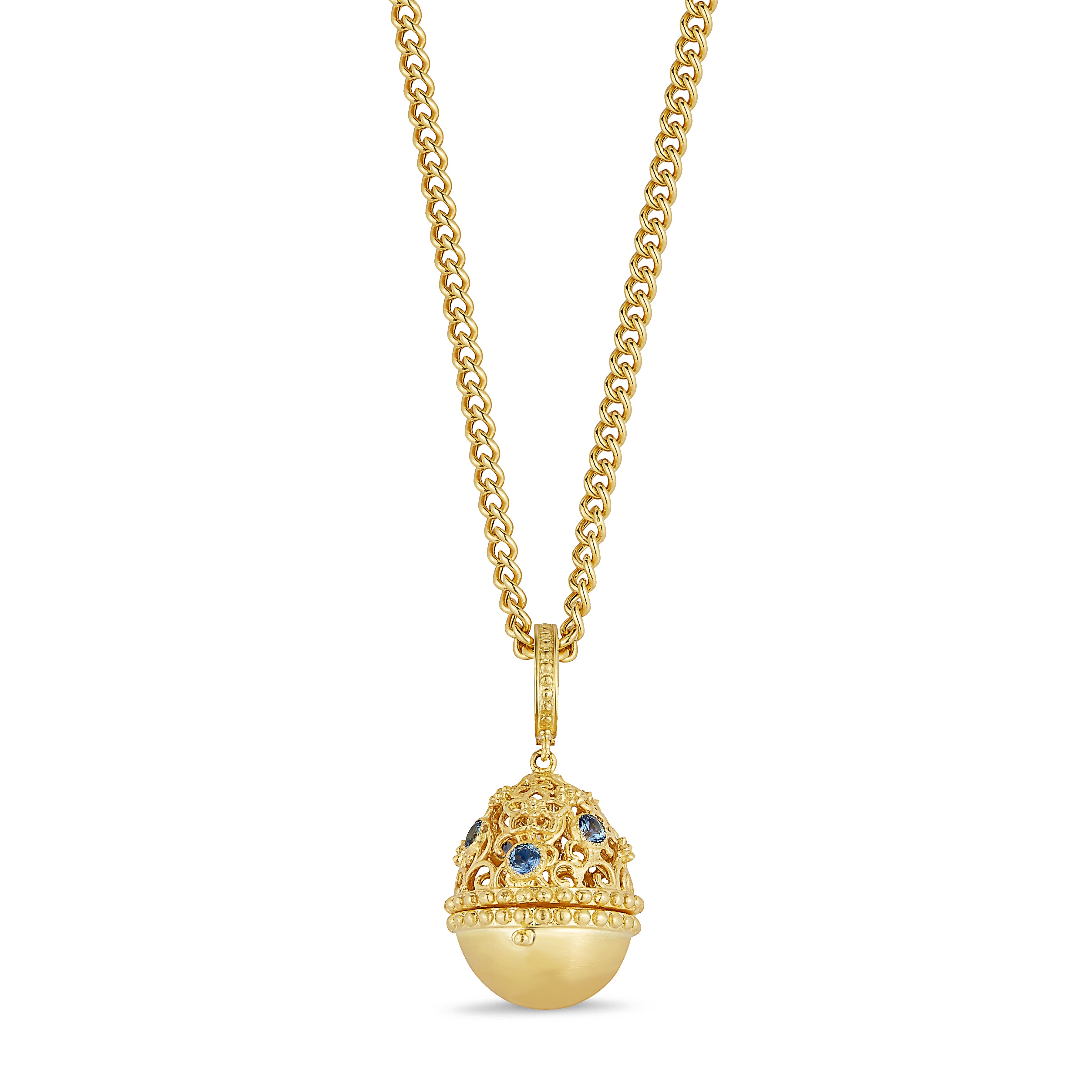 Tapestry Top Sapphire Egg Locket