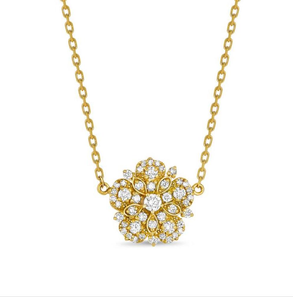 Small Jasmine Bloom Necklace with Diamonds