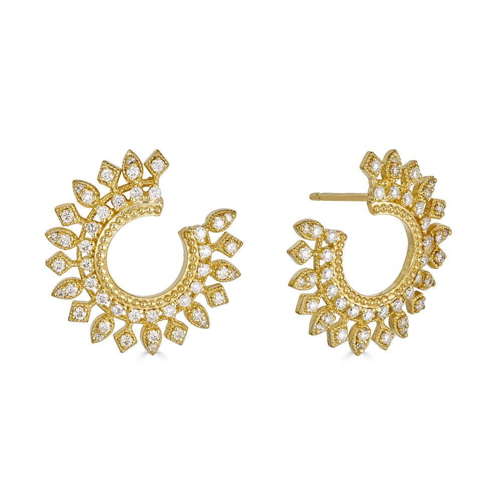 Small Sunburst Diamond Bypass Earrings