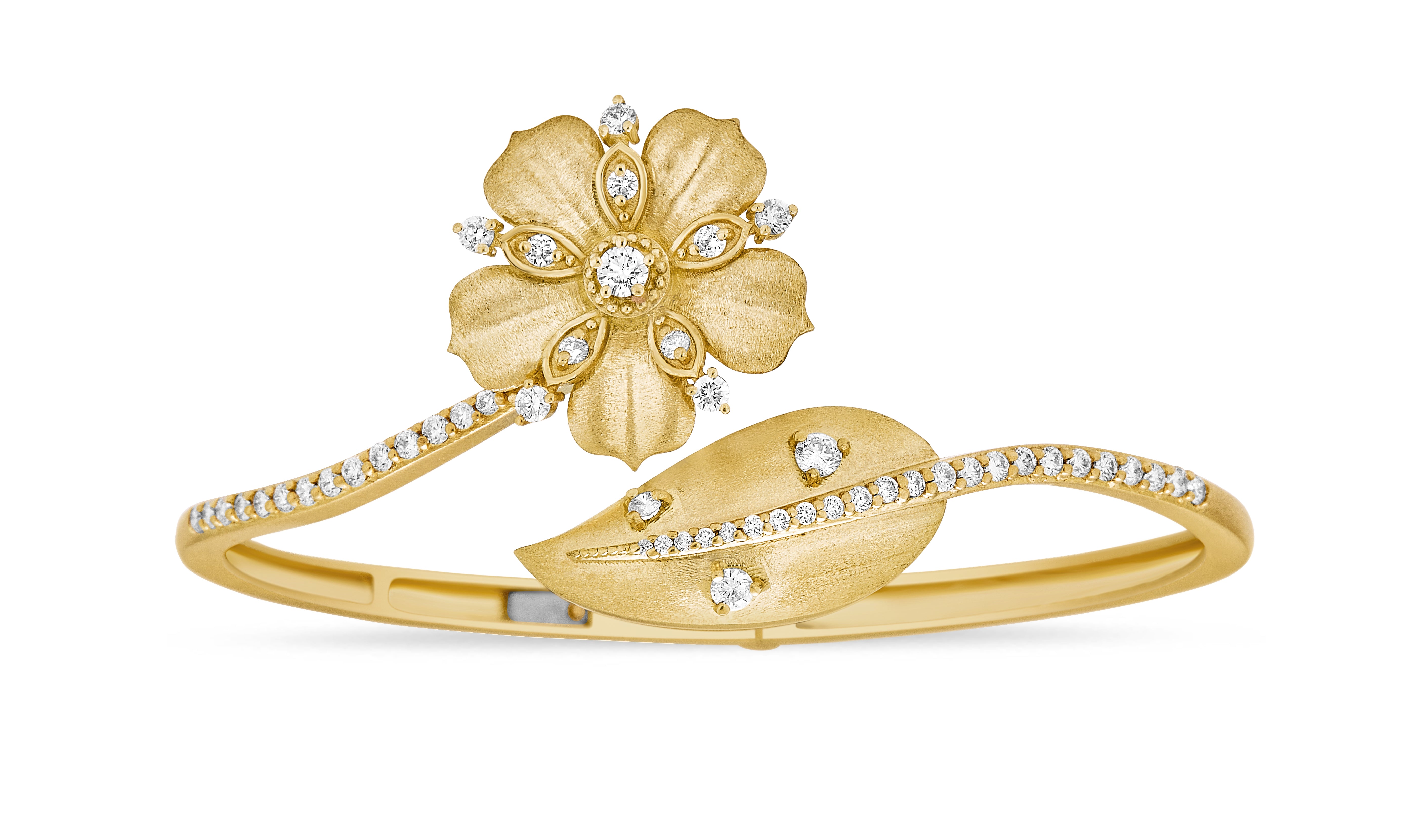 Large Jasmine Bloom Tala Diamond Leaf Bypass Bangle
