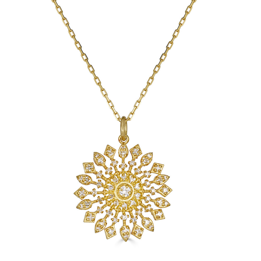 Small Sunburst Diamond Necklace