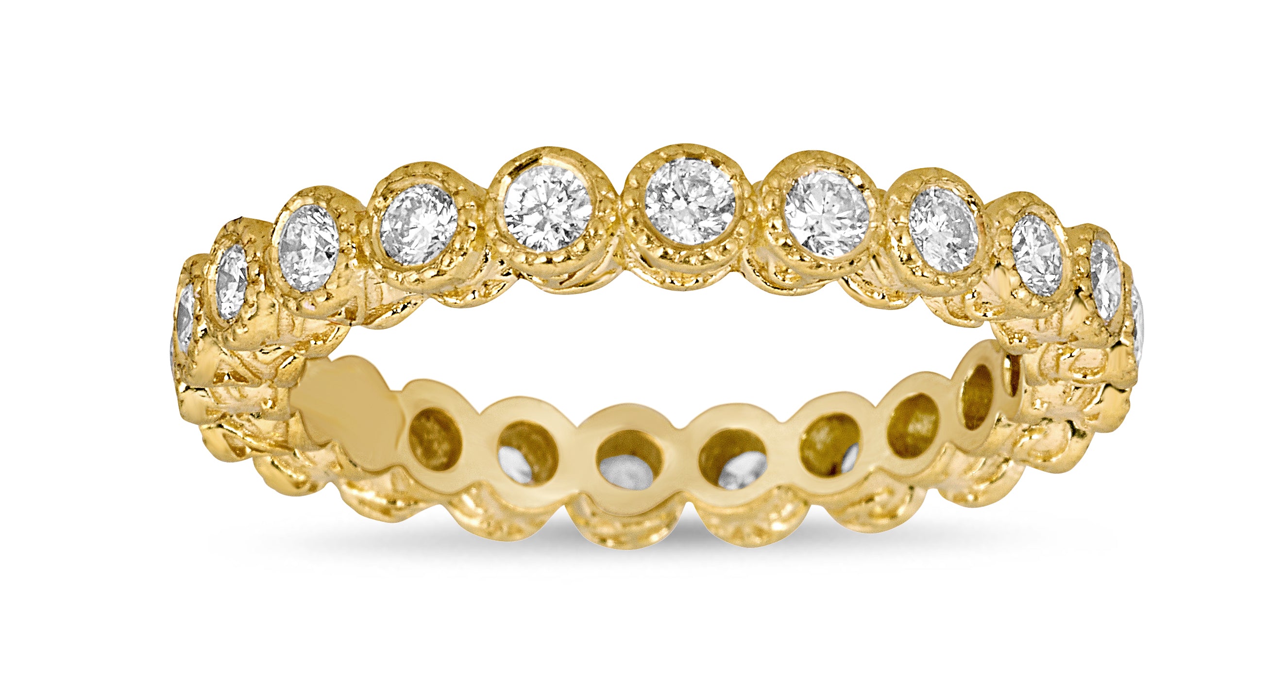 Round Diamond Bezel Stack Ring