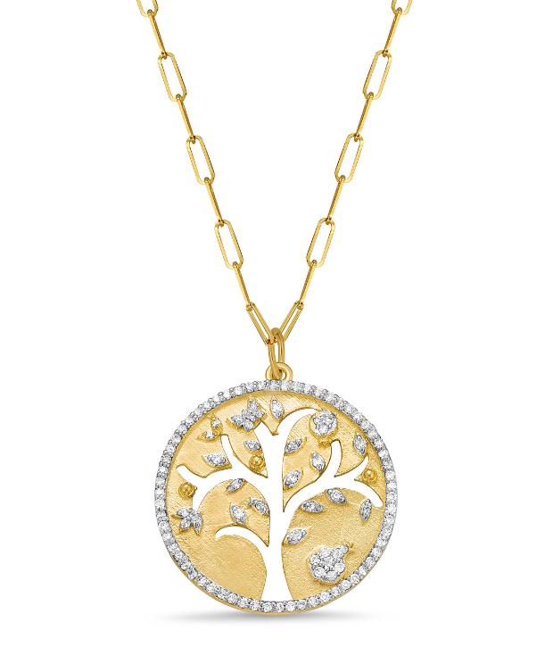 Diamond Tree of Life Cutout Pendant Tanya Farah Fine Jewelry