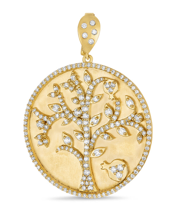 Large Tree of Life Disc Charm with Diamonds