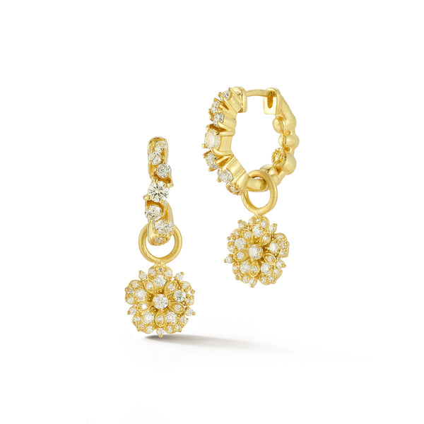 Mini Jasmine Bloom Hoops Earrings with Diamonds