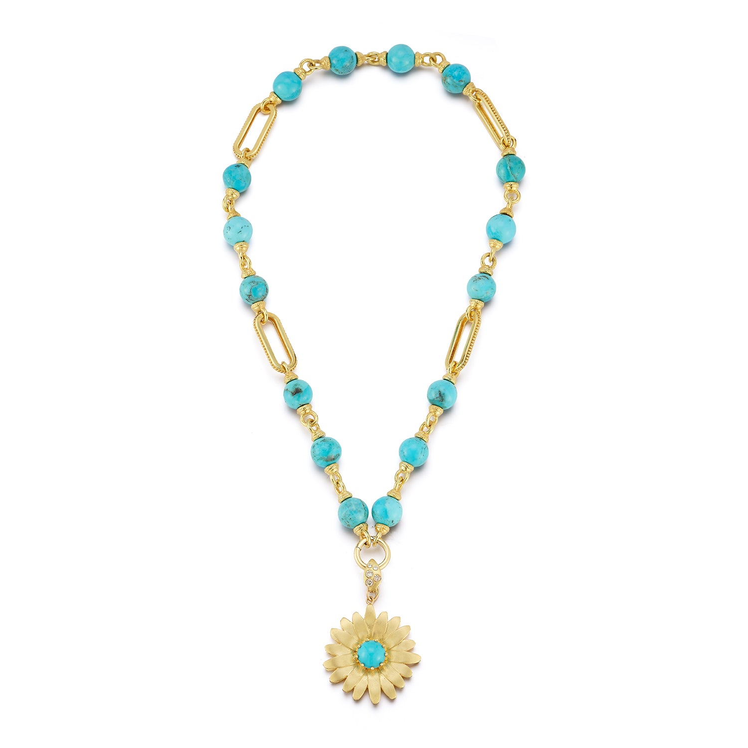 Large Rectangular Link & Turquoise Necklace