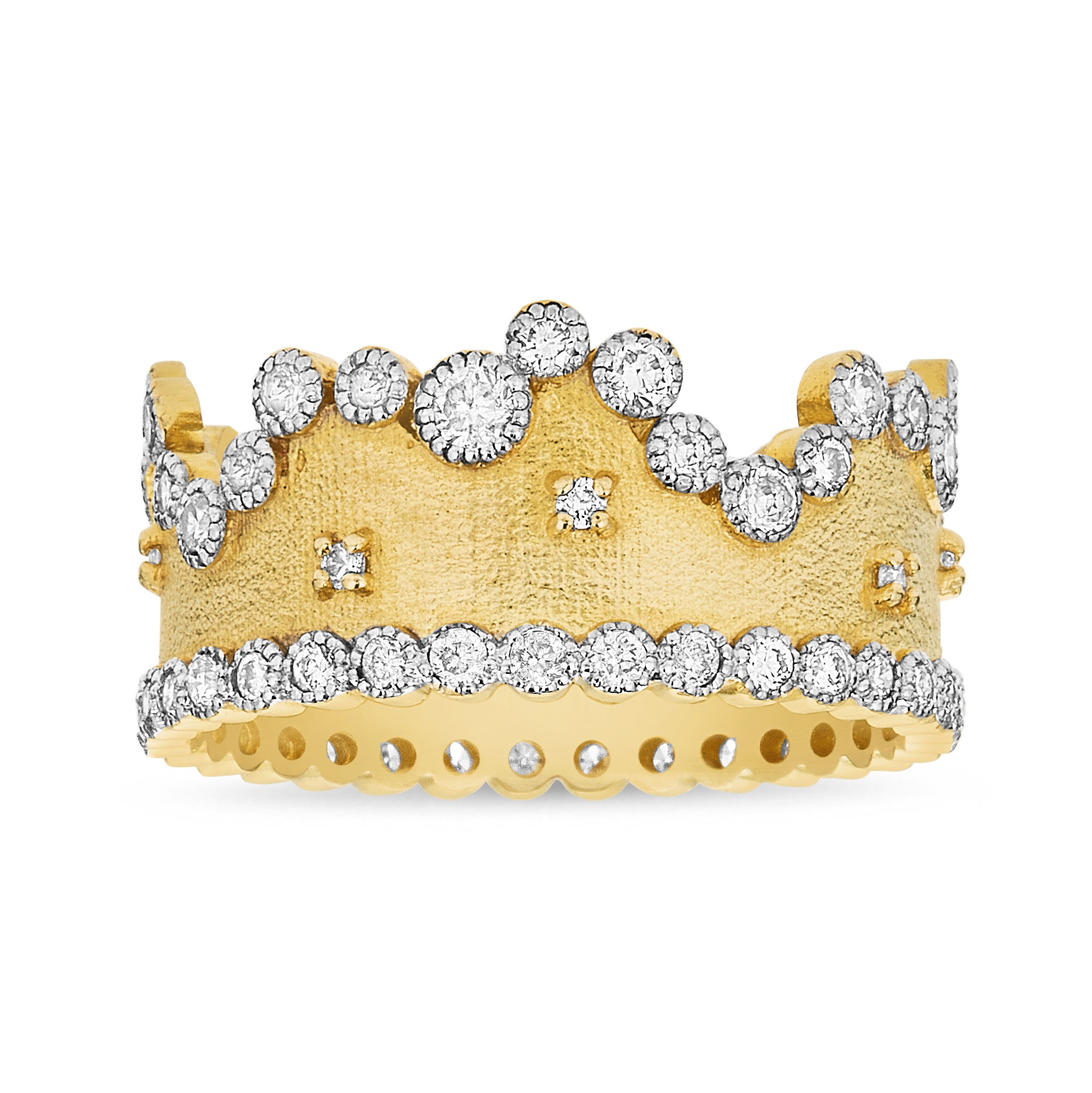 Crown Bezel Diamond Band Ring