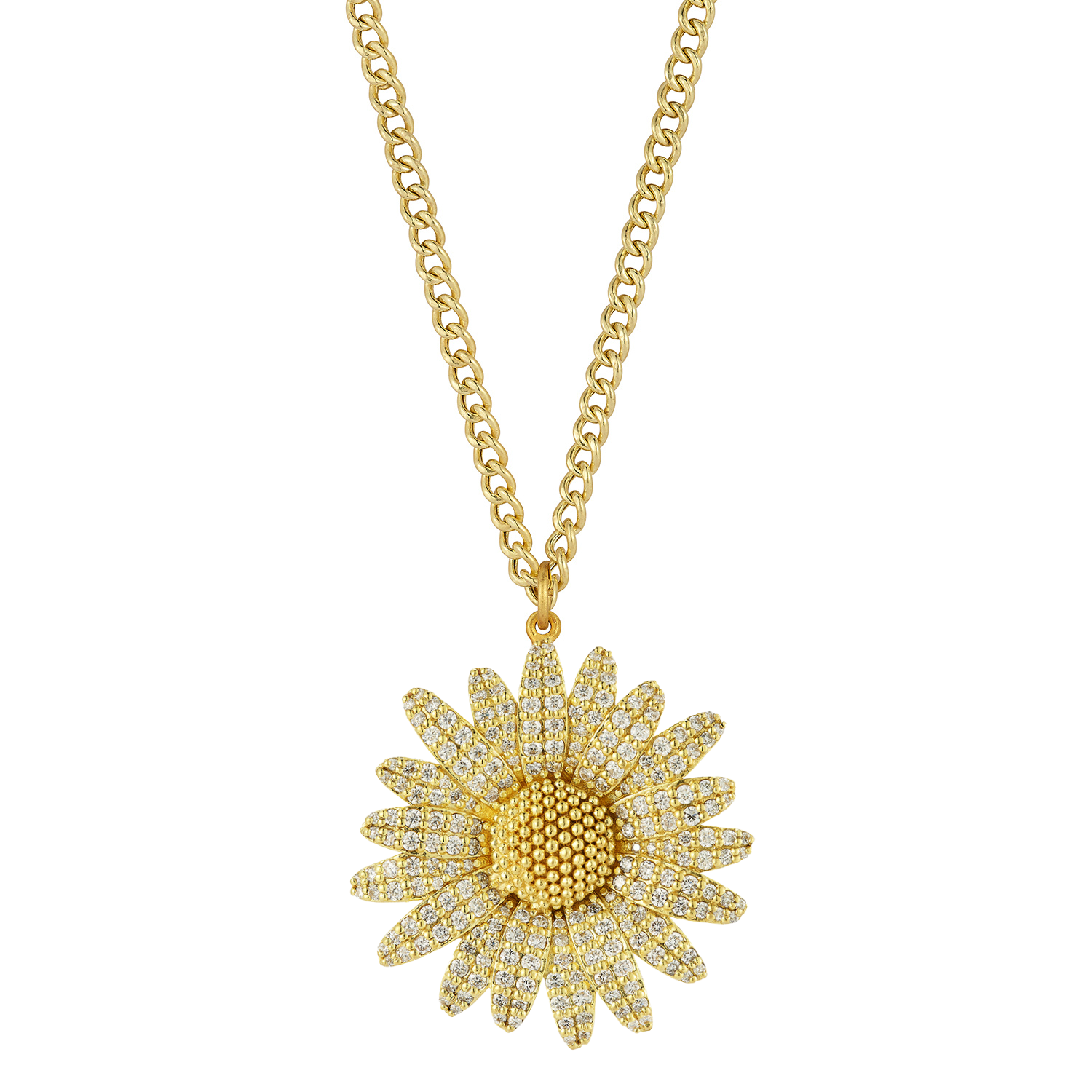 Large Daisy Necklace with Diamonds