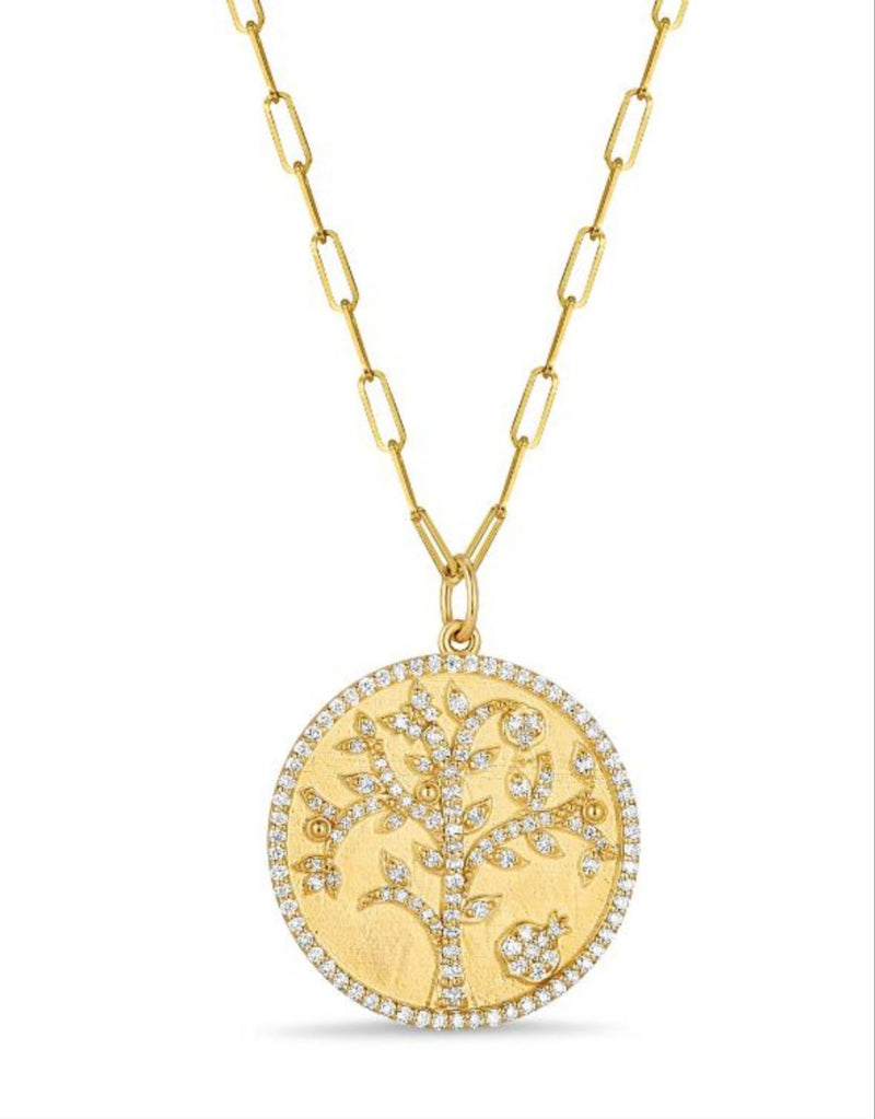 Medium Tree of Life Disc Necklace with Diamonds