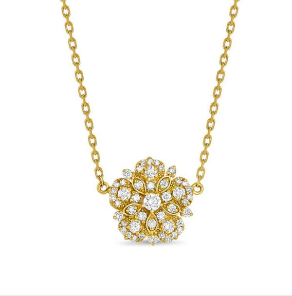 Small Jasmine Bloom Necklace with Diamonds