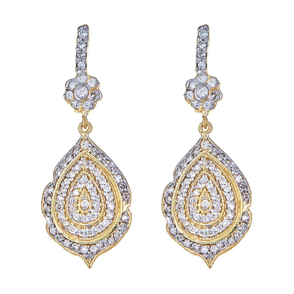 Diamond Pear Flower Earrings