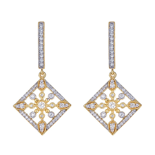 Diamond Rhombus Medallion Earrings