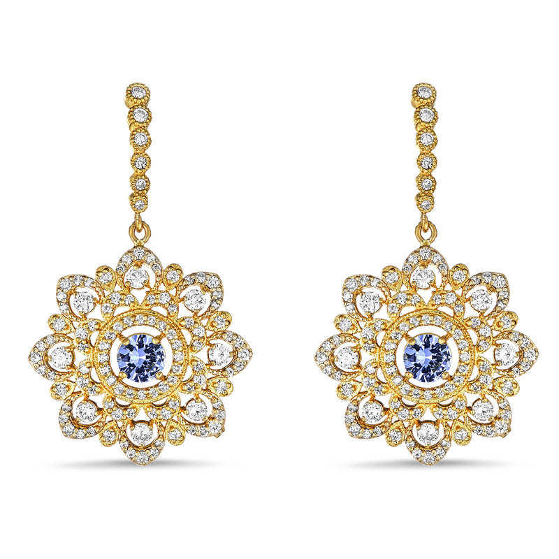 Sapphire & Diamonds Lattice Earrings