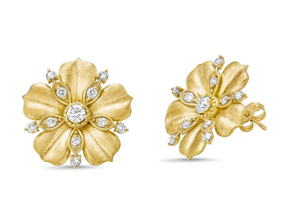 Diamond Large Flower Earrings