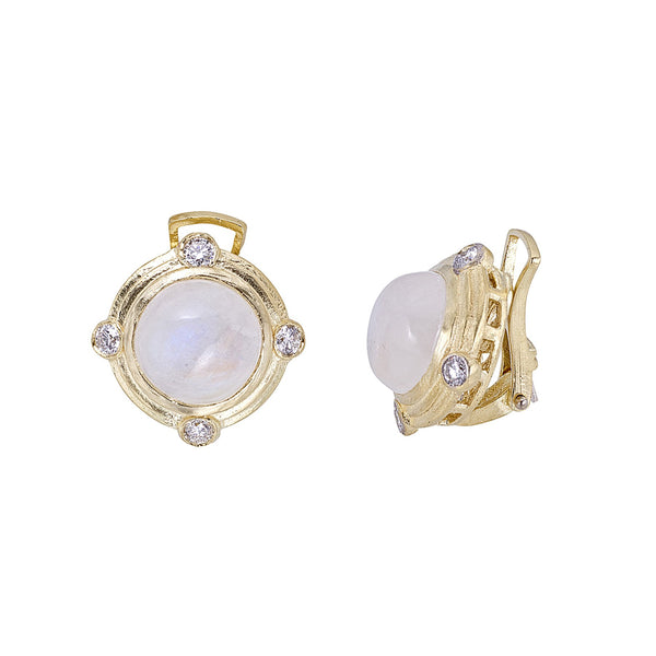 Tanya Farah Fine Jewelry | Moonstone Diamond Bezel Earrings