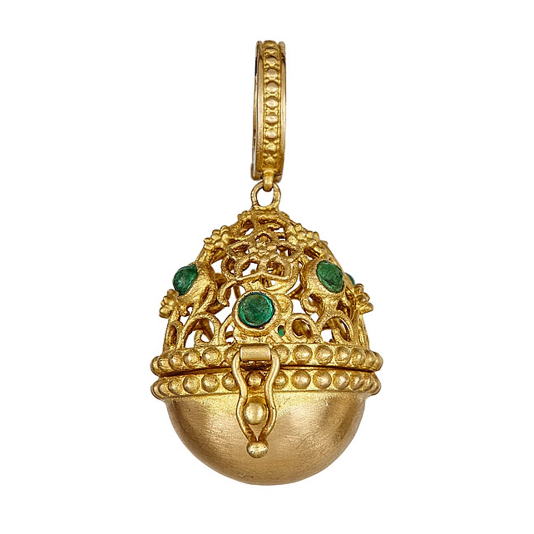 Tanya Farah Fine Jewelry | Emerald Tapestry Top Egg Necklace 