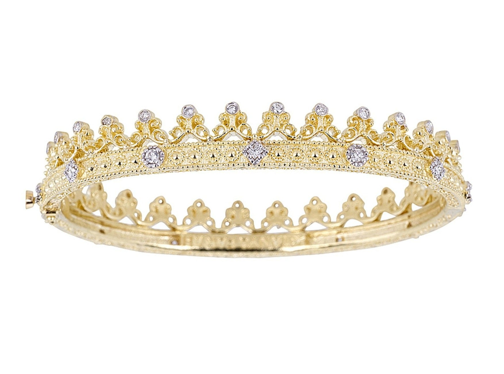 Tanya Farah Fine Jewelry | Diamond Crown Eternity Bezel Bangle