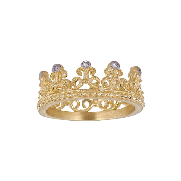 Tanya Farah Fine Jewelry | Diamond Tips Scroll Crown Ring