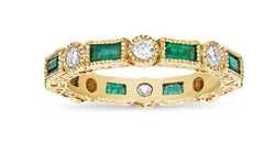 Emerald Baguette & Diamond Stack Ring